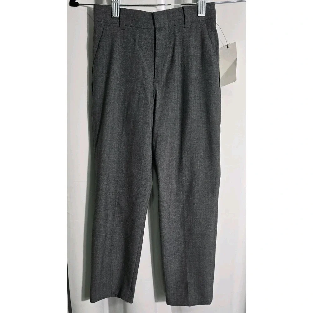 Calvin Klein Boys Slim Fit Flat Front Gray Pants ‎ Size 7 NWT